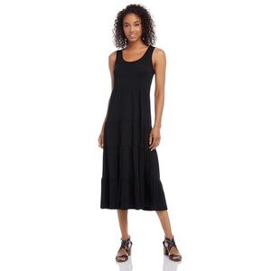 Karen Kane Black Sleeveless Tiered Midi Dress